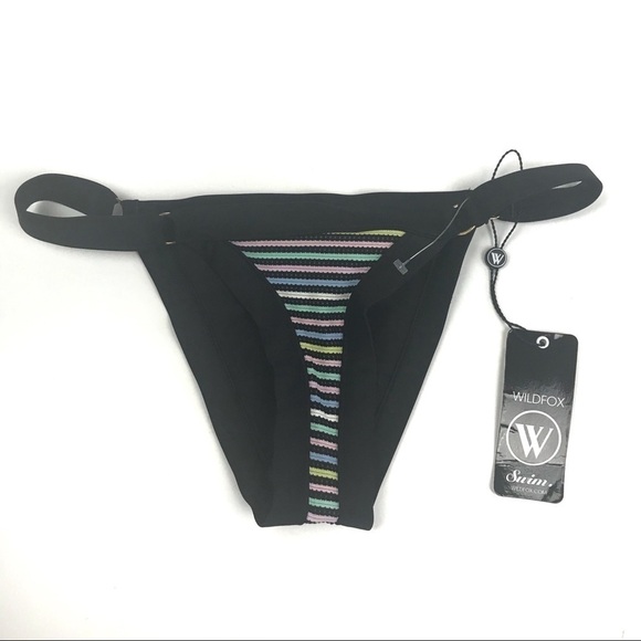 Wildfox Striped Reversible Black Bikini Bottom XS - Picture 1 of 4